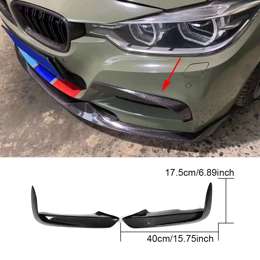 Для BMW F30 F31 M Sport 2012- углеродное волокно передняя противотуманная фара плавники разветвители отделка Canards плавники крышка