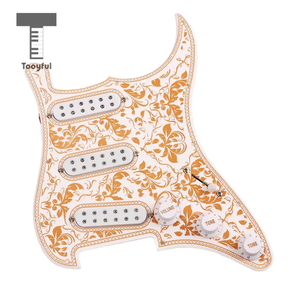 Tooyful 3-ply Loaded Prewired Pickguard SSS Pickup Guard Plate for Strat ST Guitar Replacement