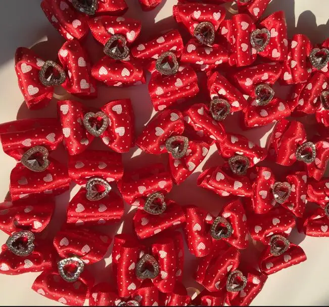

50pcs/lot Hot sale Pet Dog puppy Cat Hair Bows Dog Hair Accessories Grooming Products for party wedding Valentine holiday LY1208