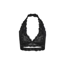 2017 New Fashion Women Black White Lace Sexy Push Up Bralette Semi-sheer Underwear Print Flower Trim Soft Halter Bras
