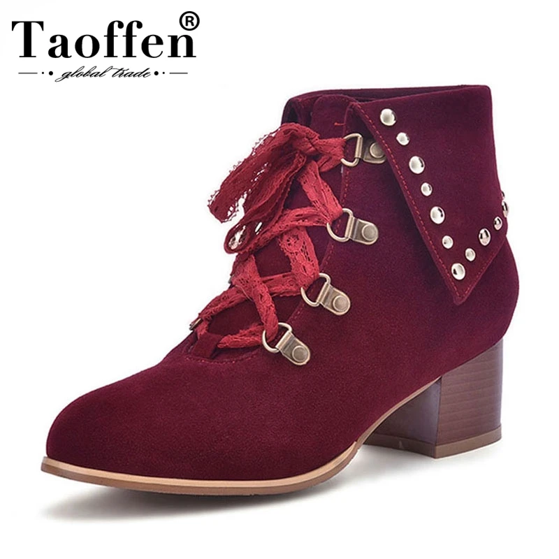 

TAOFFEN Wholesale Dropship Big Size 33-43 Ankle Boots Fashion Best Quality Cross Strap Woman Western Boots Women'S Winter Shoes