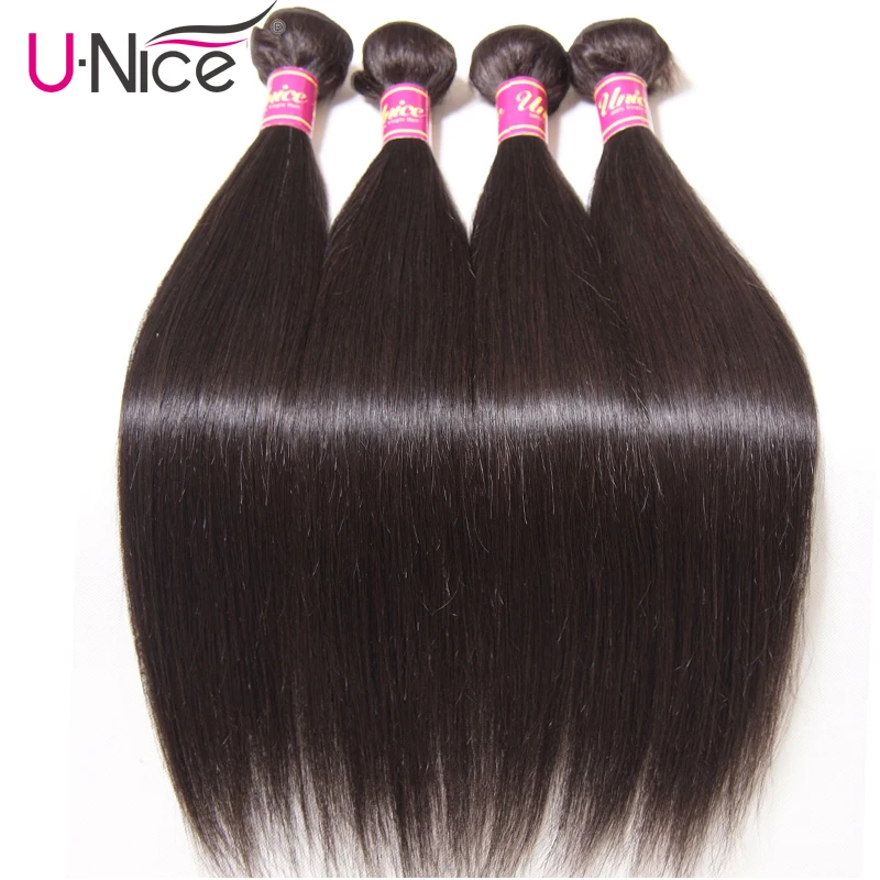 Волосы UNICE перуанские прямые волосы пучки 100% человеческих волос ткет 4 пучка