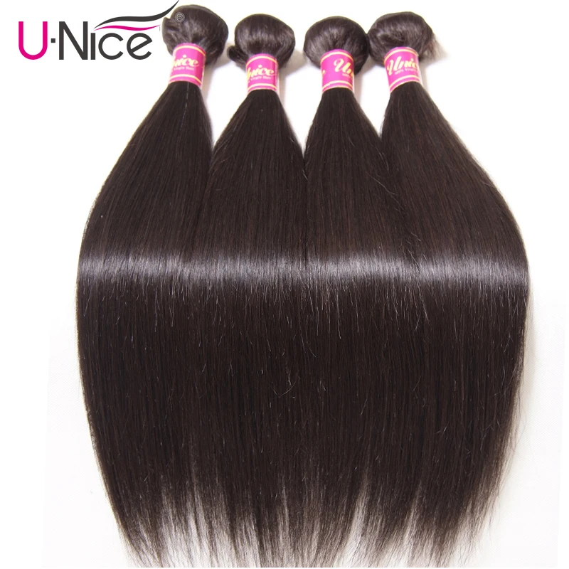 

Unice Hair Peruvian Straight Hair Bundles 100% Human Hair Weaves 4 Bundles Natural Color Remy Hair Extension 8-30" Free Shipping