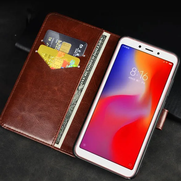 Pierves откидной кожаный чехол бумажник силиконовый бампер ТПУ для Xiaomi Redmi 6 Pro 6A Note 5 7