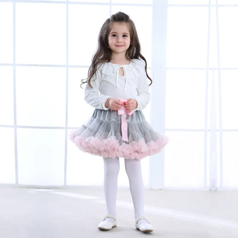 Новые детские Пышные юбки принцессы для танцев на осень и весну Бальные юбки с бантом и эластичной резинкой на талии для девочек от 2 до 10 лет