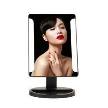 LED Touch Screen USB Power Portable Folding Toilet Make Up Mirror With Magnifier Vanity TableTop Lighted