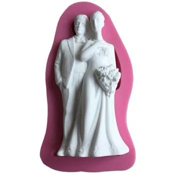 

DIY The Bride And The Bridegroom Shaped Wedding Cake 3D Silicone Fondant Cake Mold For Cake Decorating Tools FM976