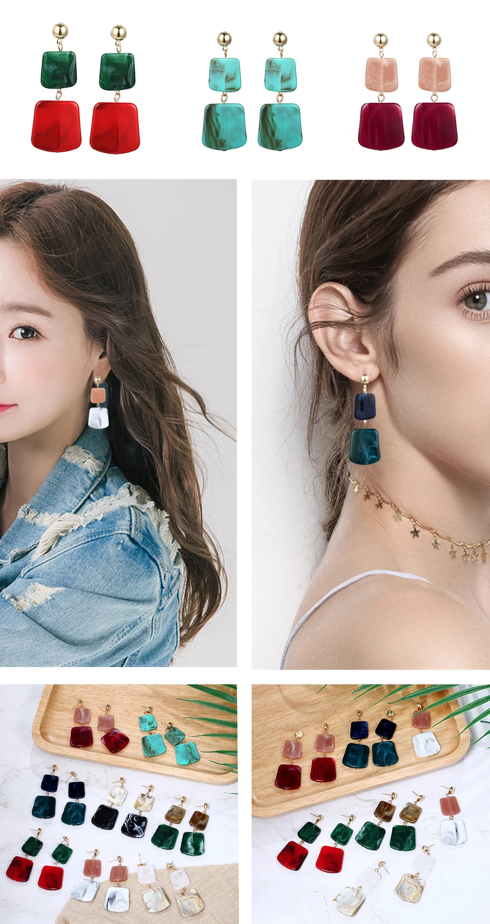Корейский дизайн акриловые серьги Модные Ретро Геометрические полимерные акриловые серьги с подвесками подарок для девушек серьги ювелирные изделия