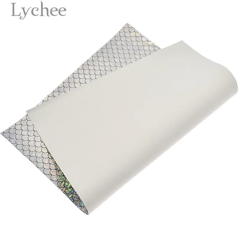 Lychee 21x29 см русалка блестящая искусственная ткань красочный синтетический кожаный материал для шитья самодельный поставки