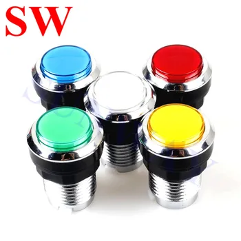 

5pcs Silver Plated Illuminated Push Button/arcade machine parts/CHROME illuminated push button with microswitch and Led Light