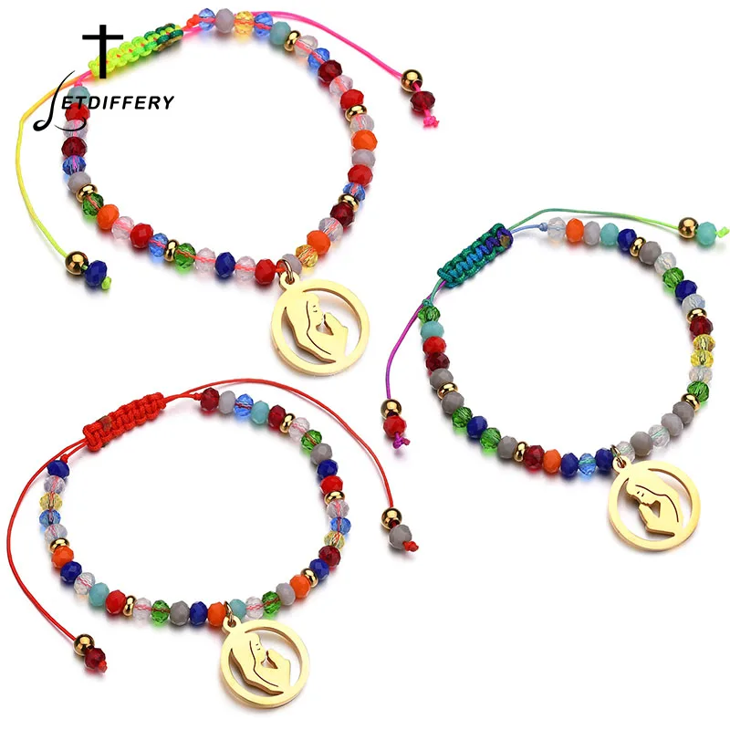 

Letdiffery Classic Virgin Mary Bracelets Beads Bracelets Rosary Cross Stretch Strand Bracelet Charm Bracelets Gifts For Women