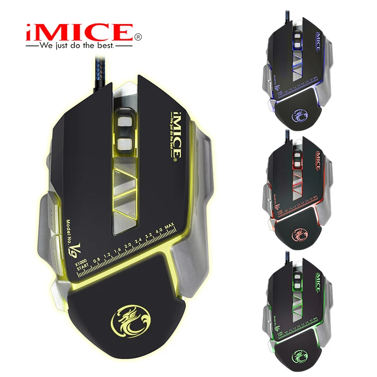 

Wired Gaming Mouse Macro Custom 7 Buttons 3200DPI Optical Mouse Gamer Colorful Backlight Breath Mice For PC Laptop V9