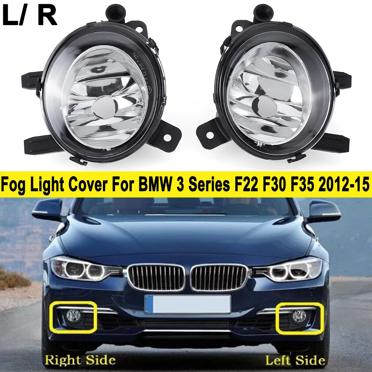 1Pcs Front Fog Light font b Lamp b font Cover Emark Without Bulb For BMW 3