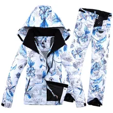 Novo grosso quente terno de esqui feminino à prova dwindproof água à prova de vento esqui e snowboard jaqueta calças conjunto feminino trajes de neve ao ar livre-30(China)