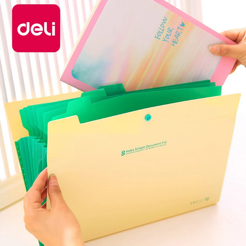 

Deli 5PCS A4 Document Office Bag 8 Into the folder Creative Multi-layer PP Folder File Bag Organ Stationery Bag Briefcase