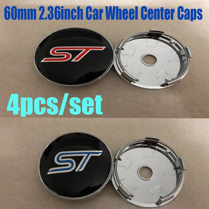 

4pcs Car wheel center hub covers 60mm PVC wheel logo caps for Ford kuga fusion fiesta transit mustang ranger ST logo badge