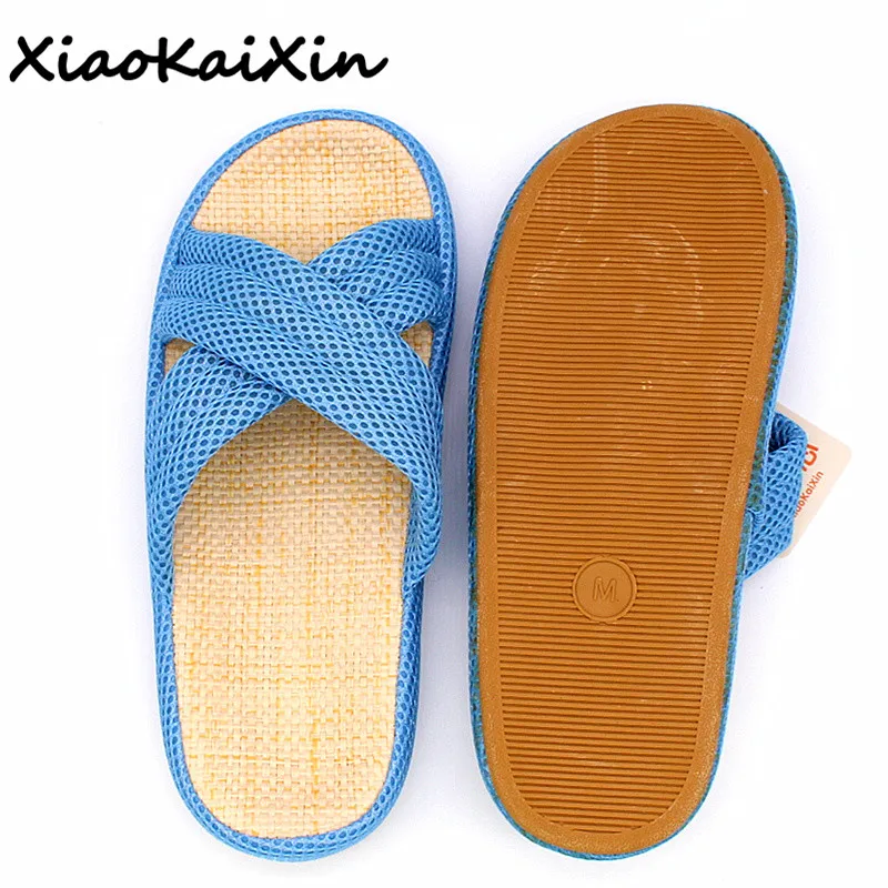 

Couples summer straw slippers for 2018 New Men&Women Solid Colors Mesh Indoor Rubber Antiskid Home Shoes Flip Flops Slides Woman