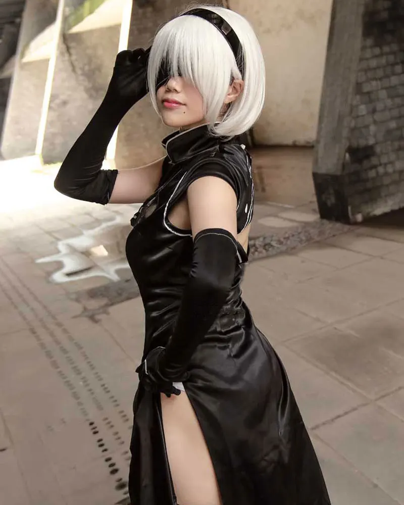 Новая игра Косплэй НИР: автоматы YoRHa 2B № 2 Тип B Cheongsam Сексуальная Униформа Женские туфли черного цвета Косплэй костюм адаптируемые под требования заказчика