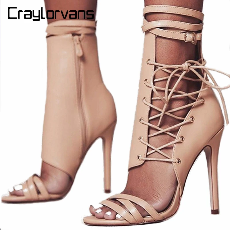

Craylorvans Gladiator Women Sandals 2018 Fashion Ankle Strap Summer Sandals Woman Shoes Lace Up High Heels Party Shoes Sapatos