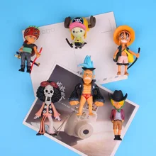 Anime One Piece series fridge magnet stickers 6 pieces /set 3D fridge magnet stickers Message post Whiteboard sticker anime avatar monster pet thumbnail funny spoof taste fridge magnet colourful squishy waterproof stickers kawaii toy recyclable