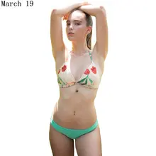 19 марта сексуальная неопрена бикини Set 2018 бикини Новый женщин лето печать купальник рюшами купальники Женский купальник