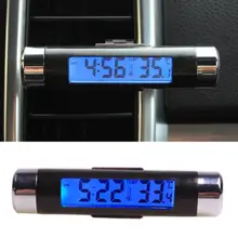 Новый универсальный Best продавать Ретро Дизайн авто LED Clip-On цифровые Подсветка Автомобильная часы термометр Календари автомобиля стиль