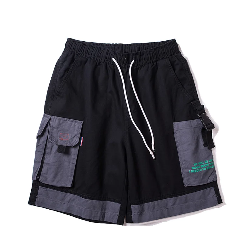 Summer Fashion Men Shorts Loose Fit Patch Pockets Cargo Shorts Elastic Waist Spliced Designer Hip Hop Casual Shorts Men Summer Fashion Men Shorts Loose Fit Patch Pockets Cargo Shorts Elastic Waist Spliced Designer Hip Hop Casual Shorts Men
