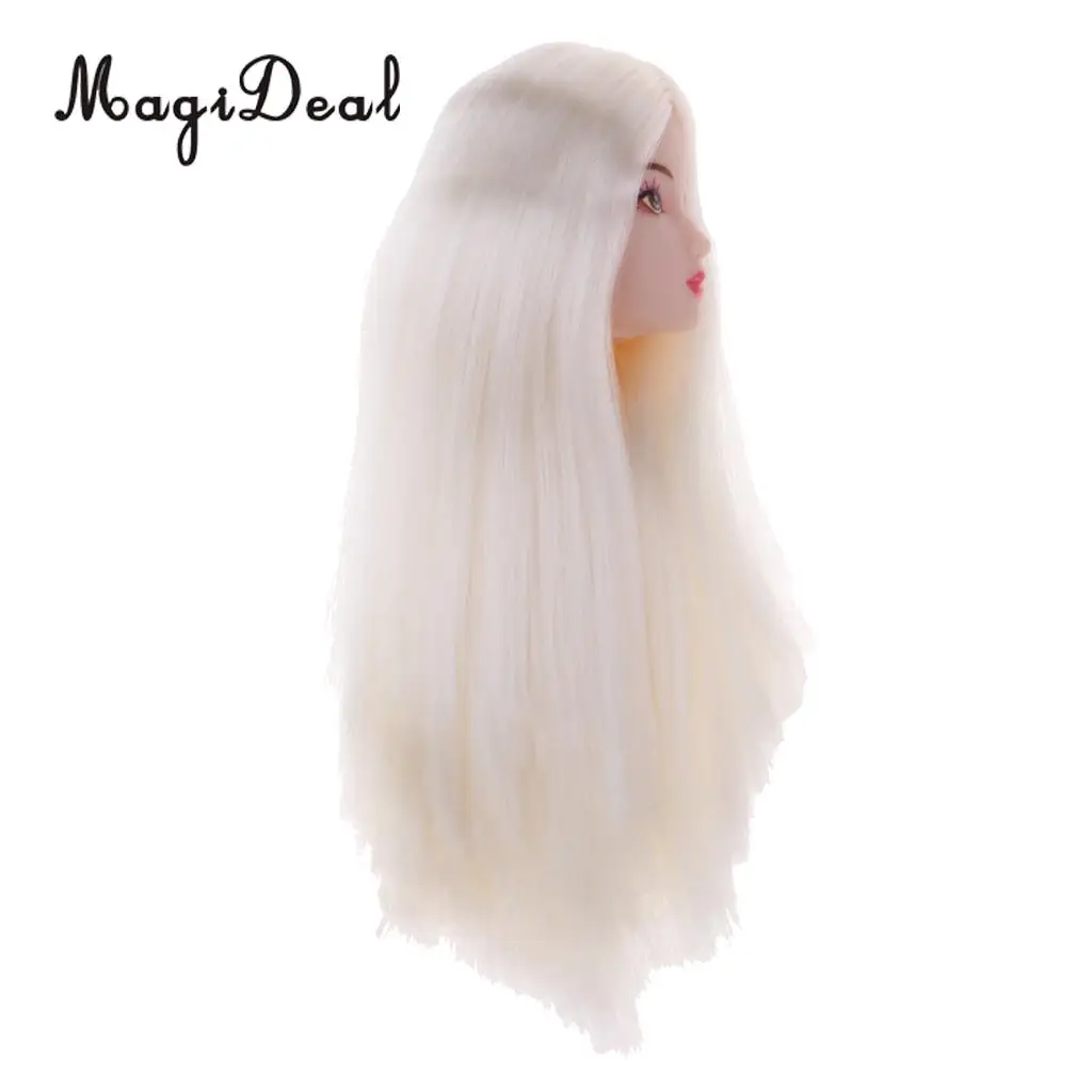 1/6 Female Action Figures BJD Head Sculpt White Hair DIY Custom for DOD SD DD Dollfie Accessories