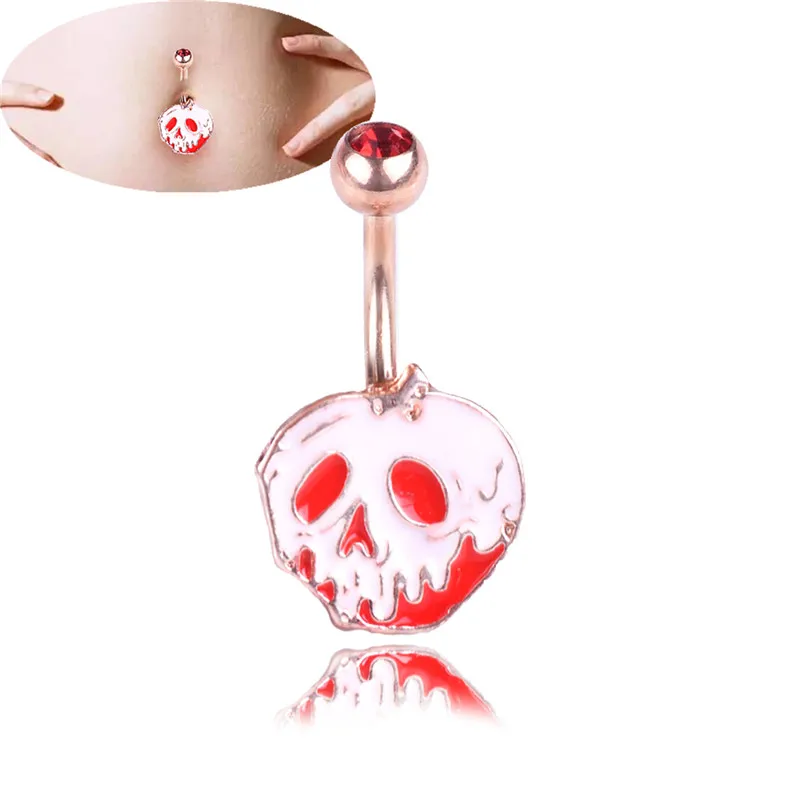 Креативный 1 шт. эмаль череп Тыква Лампа пирсинг для пупка пирсинг розовое золото кнопка живота нательное пирсинг-кольцо ювелирные изделия для женщин