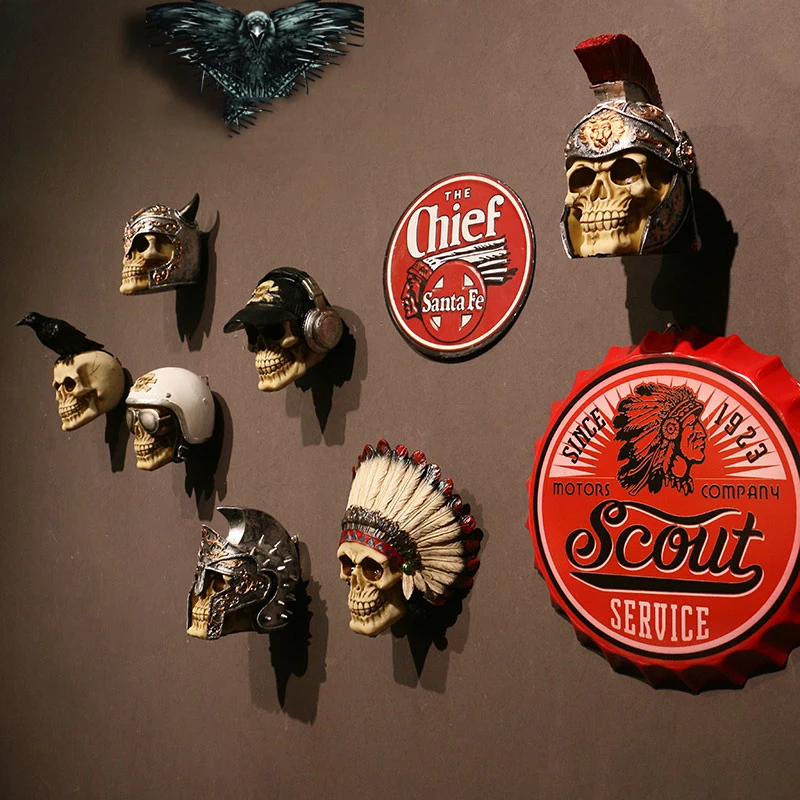 

Creative resin craft skull statue and sculpture wall decoration home wall jewelry art statue wall sticker best gift