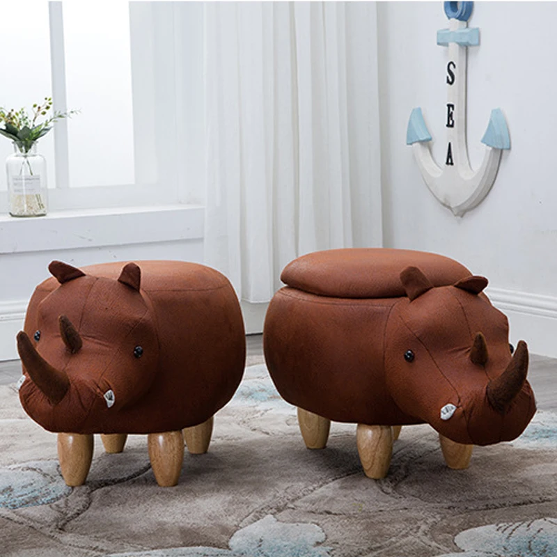 Store Promotion Bean Bag Shoe Stool Pouf Chair Leather Sofa Ottoman Kid Toys Storage Footstool Solid Wood Nordic Deco Furniture