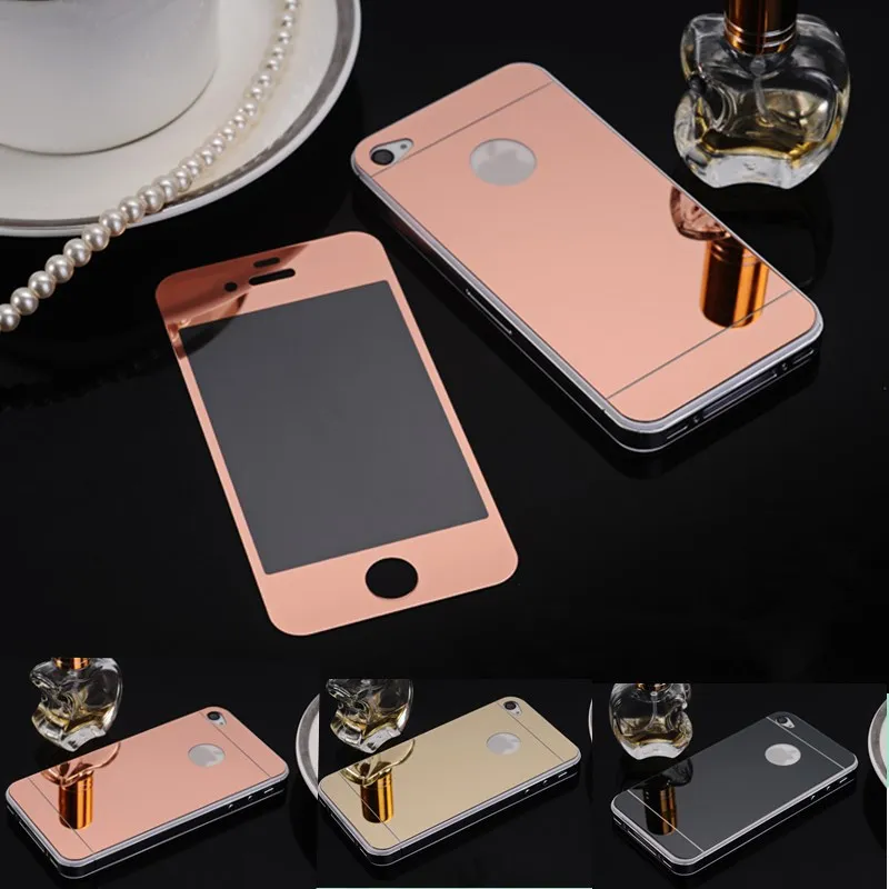 

Front + Back Rear Screen Protector Colorful Mirror Tempering Electroplate Tempered Glass Film for iphone4 4s 6PLUS 6SPLUS 7PLUS
