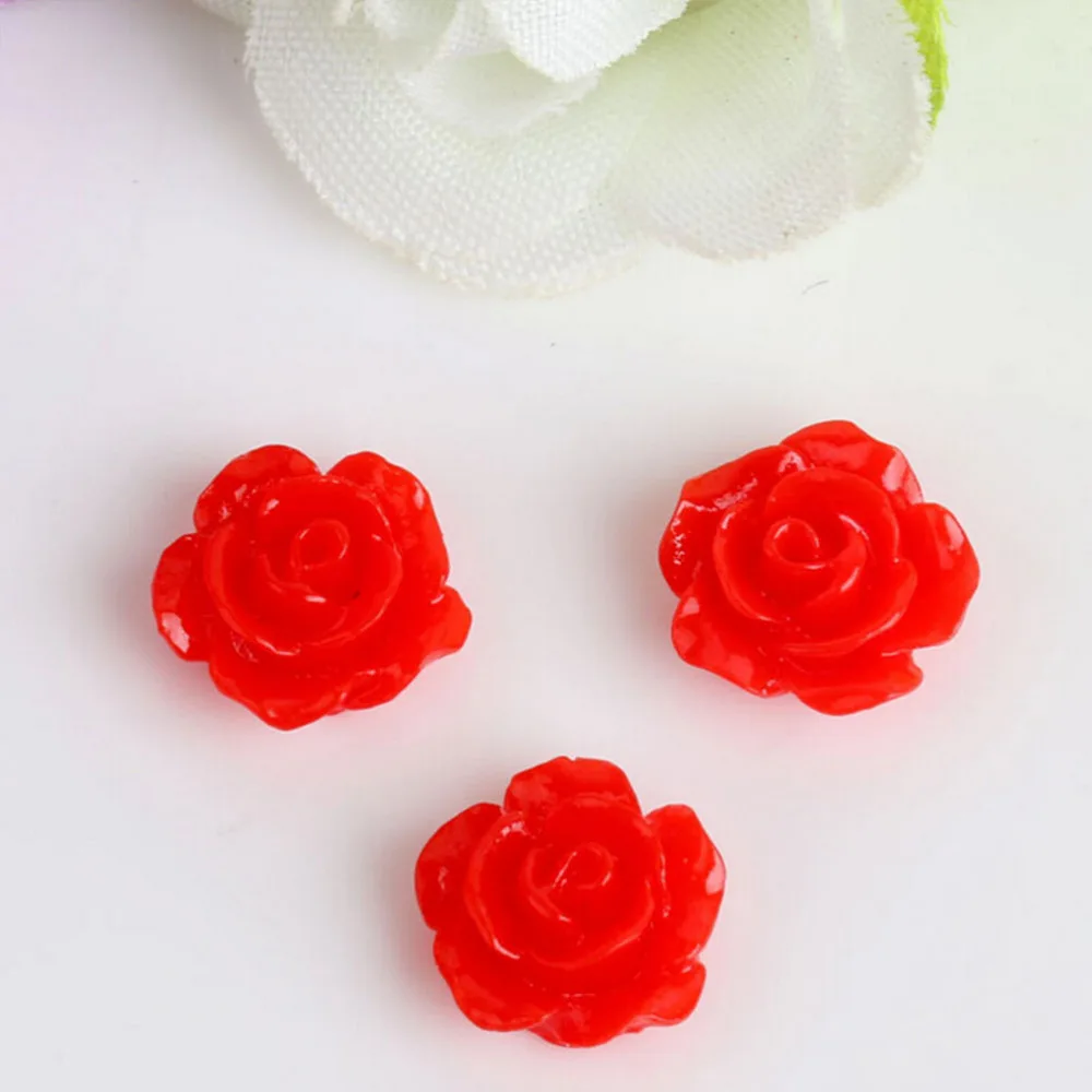 

HENGHOME 10mm DIY Mixed Color 18mm Flat Back Resins Cabochon Scrapbook 3D Rose Flower Pearl Beads Fit Phone Embellishment
