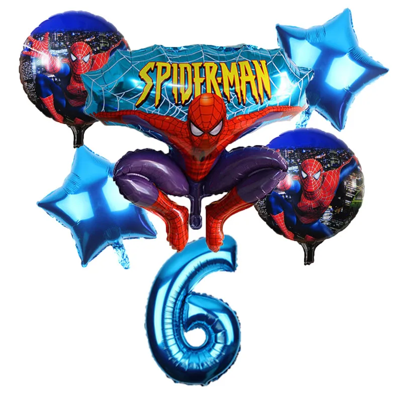 6 шт./лот шары с изображениями Человека-паука 32 дюйма Количество воздушных шаров набор Человек-паук вечерние надувные гелиевые фольгированные шары украшения на день рождения - Цвет: blue 6