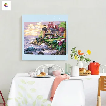 

Frameless Sea Tower Cabin Digital Painting By Number Acrylic Paint Abstract Modern Wall Art Canvas Painting For Home Decor Deal