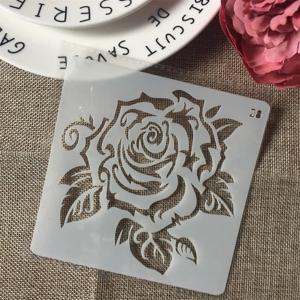 

1Pcs 13cm Rose Flower DIY Layering Stencils Wall Painting Scrapbook Coloring Embossing Album Decorative Card Template