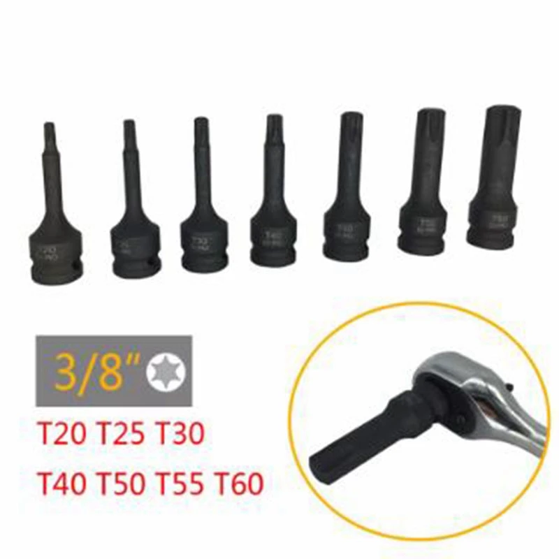 Промо-акция! 7 Pcs ударная головка биты 3/8 дюймов драйвер метрических Star Torx шестигранные шлицевая отвертка бит гнездо набор инструментов