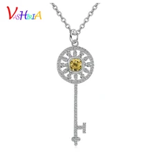 Necklaces fashion jewelry silver rose gold color female Sweater chain key pendants Zircon long necklaces for women