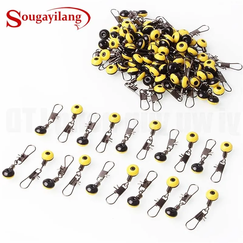 

Sougayilang 100Pcs Fishing Line Sinker Slides Hook Shank Clip Connector Swivels Fishing Tackle Tools