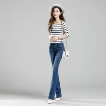 SGOGOOG весенне-осенние модные повседневные брюки больших размеров с высокой талией для женщин и девочек, микро брюки, джинсы с яркой отделкой, одежда 79038