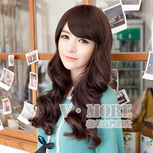 

Double 12 high quality wig random oblique high artificial wave bangs long kinkiness heart