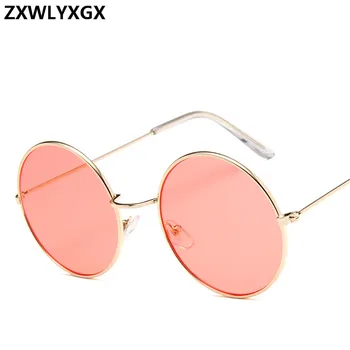 

ZXWLYXGX Vintage Round Brand Designer Sunglasses Women/Men Steampunk Shades MultiColor Gradient Mirror Lens Goggles UV400