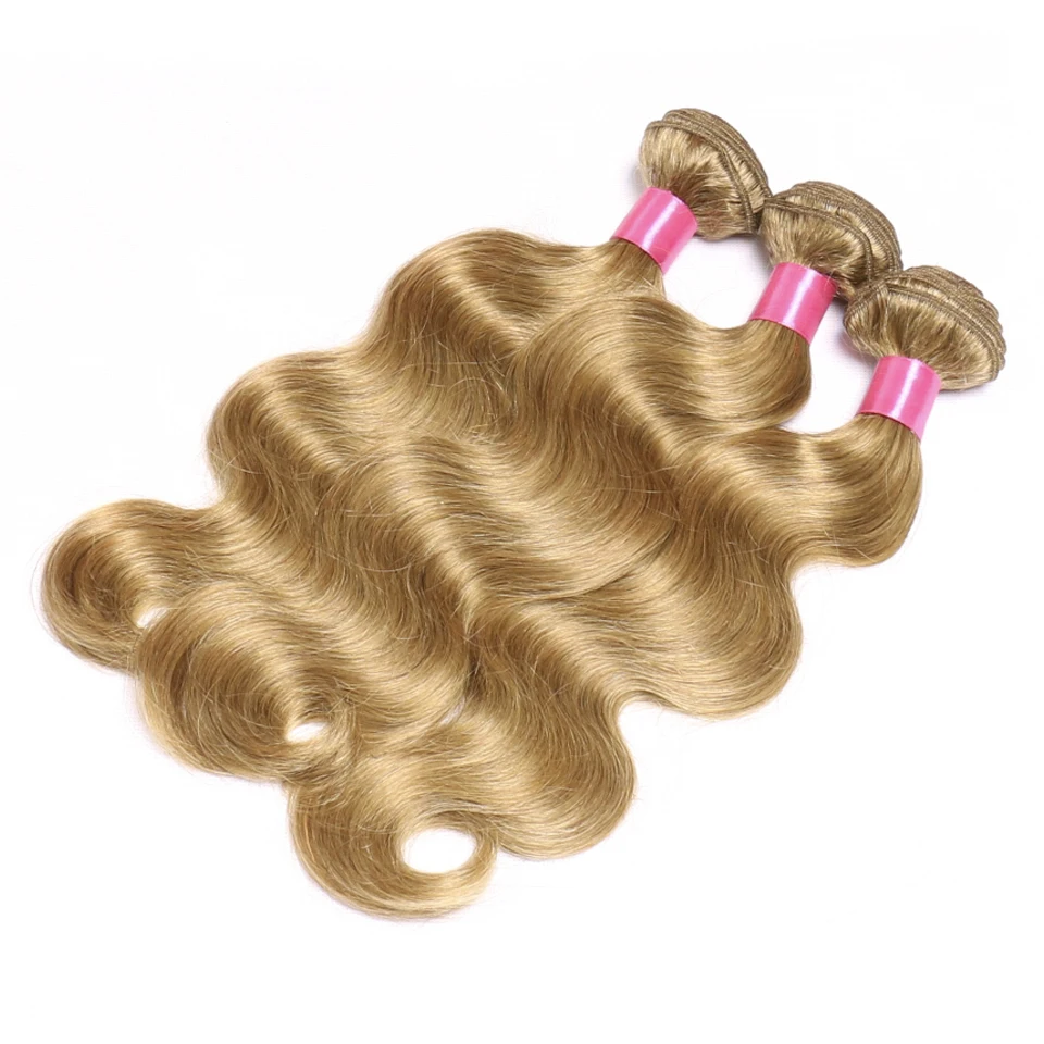 Chloe hair Color #27 Honey Blonde Body Wave Brazilian Human Hair Weave 3 Bundles 10-26inch No Remy Hair Extension Weave