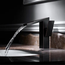 Basin Faucets Waterfall Bathroom Faucet Brass Single Handle Basin Mixer Tap Black Bronze Taps Hot and Cold Sink Water Crane zgrk basin faucets bronze black crane bathroom faucets hot and cold water mixer tap mixer tap torneira