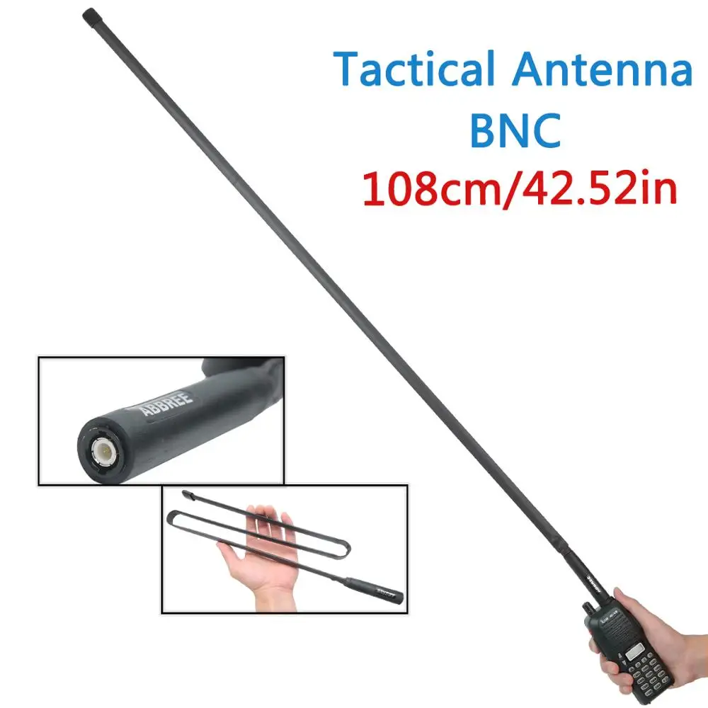 ABBREE BNC 108CM Foldable Tactical Antenna Dual Band 144/430MHz for Kenwood TK200 TK220 TK300 Icom IC-V80 IC-V82 IC-U82 Walkie T | Мобильные