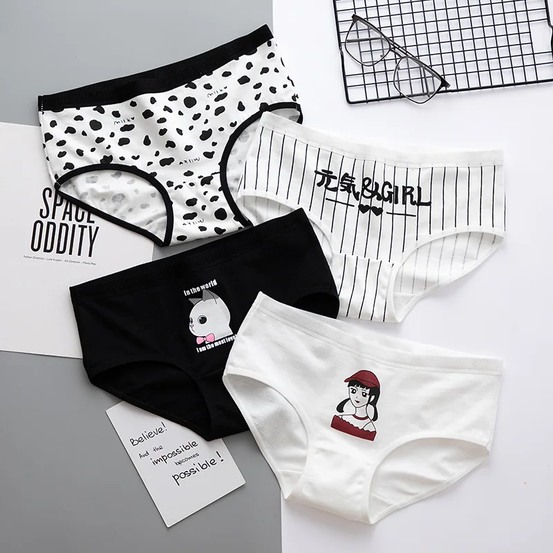 cute underwear 7 Pcs Panties Women's Underwear Cute Cotton Briefs For Women Ladies Sexy Lingerie Cartoon Girls Pink Pantys Underpanties Shorts high waisted thong