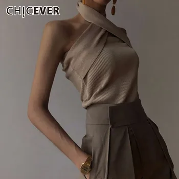 

CHICEVER Summer Elastic Knitted Sweater For Women Top Female Sexy Off Shoulder Pullovers Tops Women's Sweaters Jumper 2020 New