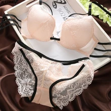 Кружевной комплект нижнего белья 3/4 чашечки с подкладкой, белый кружевной бюстгальтер, наборы, сексуальный пуш-ап бюстгальтер, трусики для женский сексуальный бюстгалтер, японский стиль, наборы бюстгальтеров