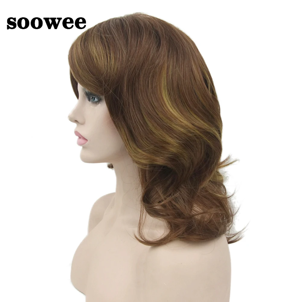 Soowee вьющиеся короткие накладные волосы парики женские коричневые Косплей
