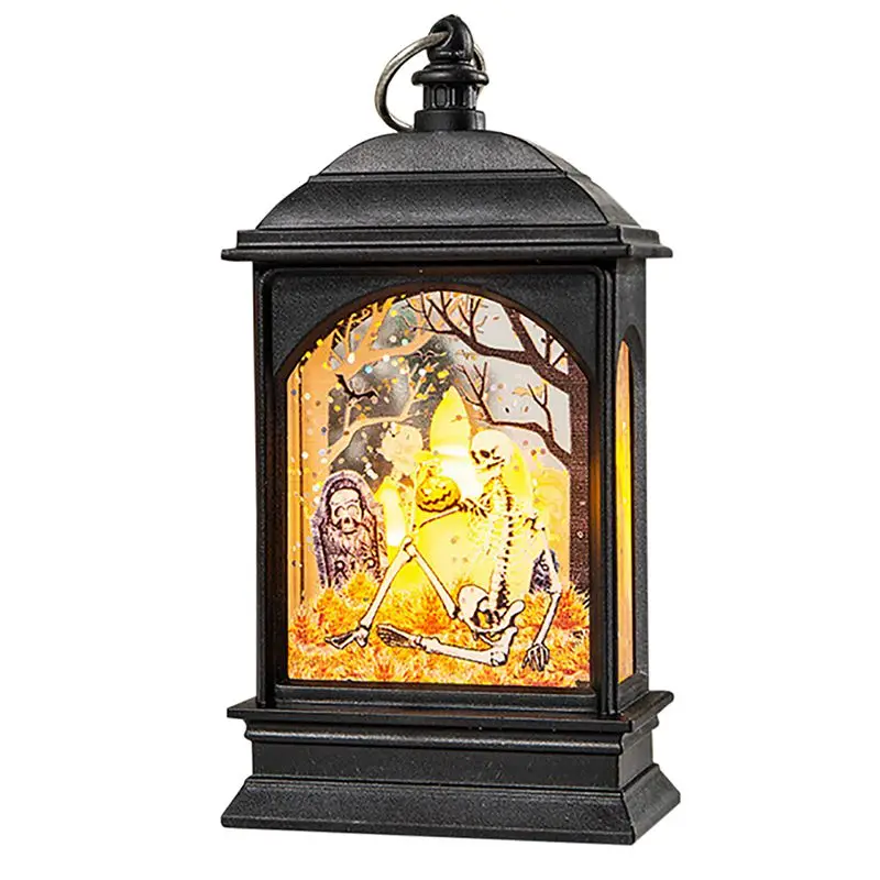 Винтажный светильник в виде тыквенного замка на Хэллоуин, подвесные украшения для вечеринки светодиодный фонарь, вечерние принадлежности, подвесной фонарь с блестками - Цвет: D